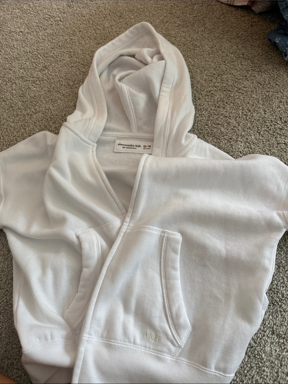 abercrombie kids White Hooded Pullover Sweatshirt